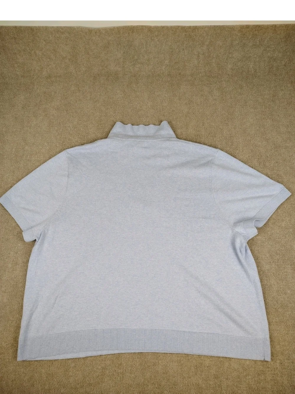 Women's J.Crew Blue Cotton Cashmere Blend Short Sleeve Shirt Polo Size 3X